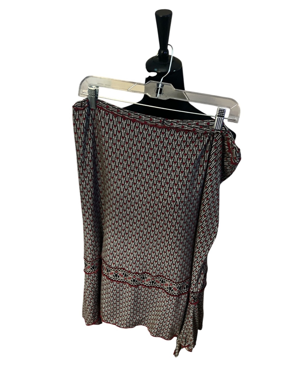 Max Studio Red and Black Printed Midi Skirt